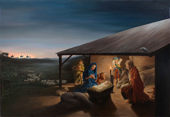 Vita Mariae - De geboorte van Jezus -  olieverf op paneel - 102 x 152 cm - 2013